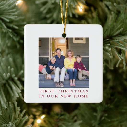 Eerste kerst nieuwe thuis foto keramisch ornament (Boom)