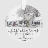 Eerste kerst nieuwe thuis script foto ornament (voorkant)