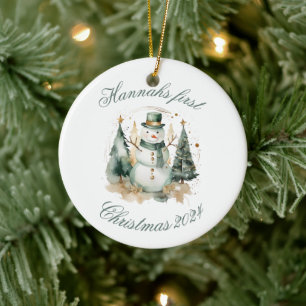 Eerste kerst nieuwigheid groene kerstman keramisch ornament