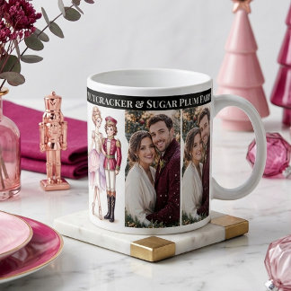 Eerste kerst Notenkraker Suikerpruim Koppel Foto Grote Koffiekop