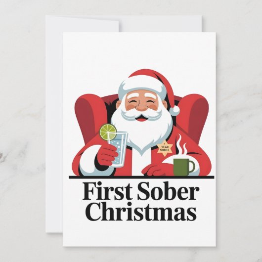 Eerste kerst nuchter Kerstman Nuchterheid Kerstmis Kaart (Voorkant)