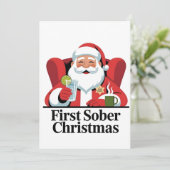 Eerste kerst nuchter Kerstman Nuchterheid Kerstmis Kaart (Staand voorkant)