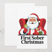 Eerste kerst nuchter Kerstman Nuchterheid Kerstmis Kaart (Voorkant / Achterkant)