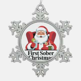 Eerste kerst nuchter Kerstman Nuchterheid Kerstmis Tin Sneeuwvlok Ornament