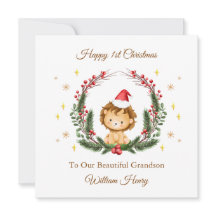 Eerste Kerst Oerwoud Leeuw Krans Kerst Kaart