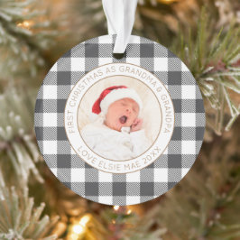 Eerste kerst Oma Opa Fotonaam Plaid Ornament