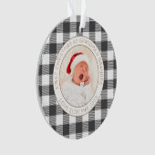 Eerste kerst Oma Opa Fotonaam Plaid Ornament (voorkant)