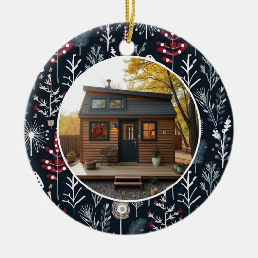 Eerste kerst op mijn Tiny Home foto Keramisch Ornament (Voorkant)