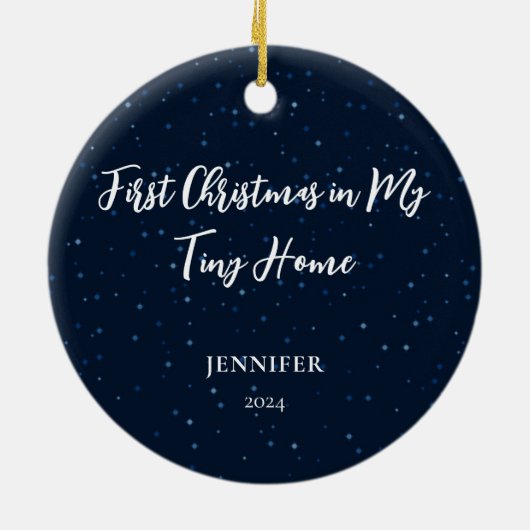 Eerste kerst op mijn Tiny Home foto Keramisch Ornament (Achterkant)