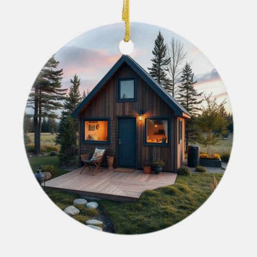 Eerste kerst op mijn Tiny Home foto Keramisch Ornament (Achterkant)