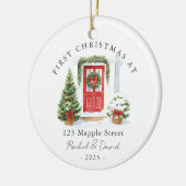 Eerste kerst op nieuw adres Red Door Keramisch Ornament (Links)