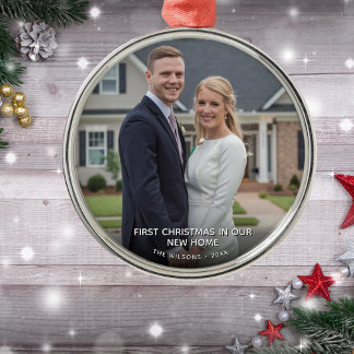 Eerste kerst op nieuwe foto metalen ornament