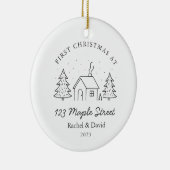 Eerste kerst op ons nieuwe adres - Minimal House Keramisch Ornament (Rechts)