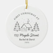 Eerste kerst op ons nieuwe adres - Minimal House Keramisch Ornament (Voorkant)