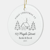 Eerste kerst op ons nieuwe adres - Minimal House Keramisch Ornament (Links)