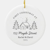 Eerste kerst op ons nieuwe adres - Minimal House Keramisch Ornament (Achterkant)