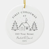 Eerste kerst op ons nieuwe adres - Minimal House Keramisch Ornament (Voorkant)