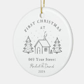 Eerste kerst op ons nieuwe adres - Minimal House Keramisch Ornament (Links)