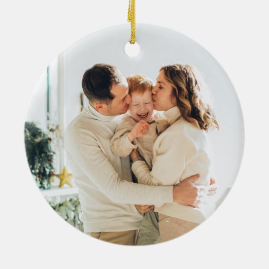 Eerste kerst op onze nieuwe foto keramisch ornament (Achterkant)