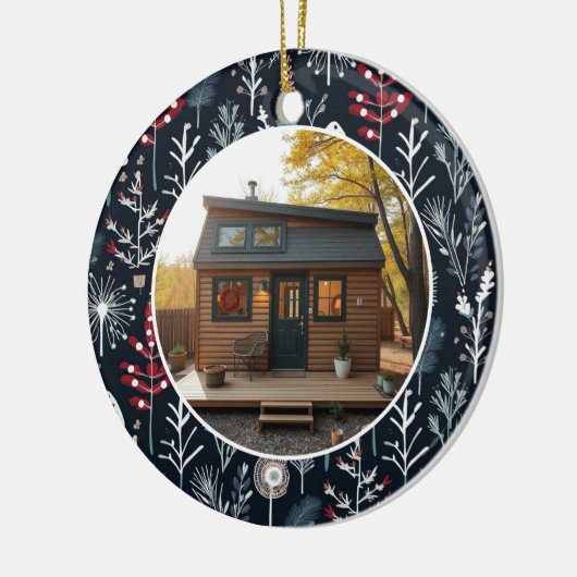 Eerste kerst op onze Tiny Home foto Keramisch Ornament (Links)