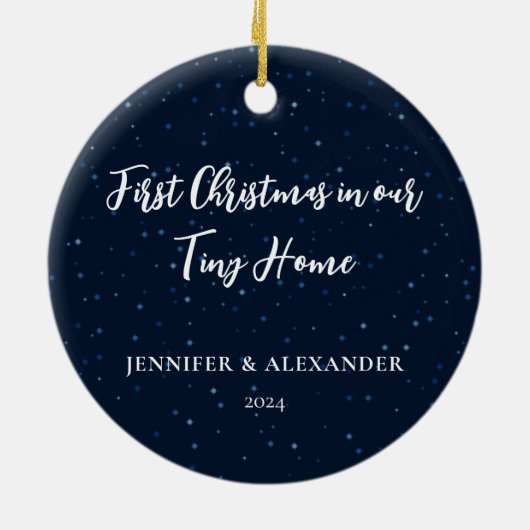 Eerste kerst op onze Tiny Home foto Keramisch Ornament (Achterkant)