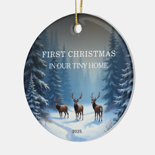 Eerste kerst op onze Tiny Home foto Keramisch Ornament (Links)