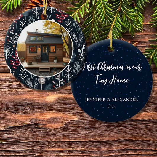 Eerste kerst op onze Tiny Home foto Keramisch Ornament
