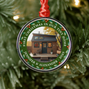 Eerste kerst op onze Tiny Home foto Metalen Ornament