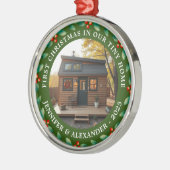 Eerste kerst op onze Tiny Home foto Metalen Ornament (Links)