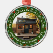 Eerste kerst op onze Tiny Home foto Metalen Ornament (Voorkant)