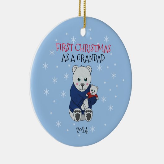 Eerste kerst opa keramisch ornament (Rechts)