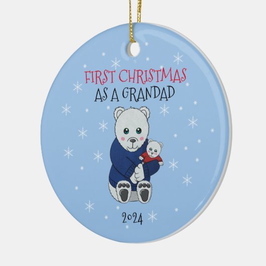 Eerste kerst opa keramisch ornament (Links)