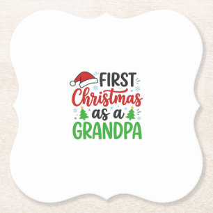 Eerste kerst Opa Kerstman Hoed Kartonnen Onderzetters