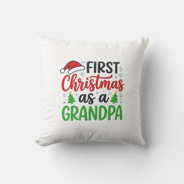 Eerste kerst Opa Kerstman Hoed Kussen (Voorkant)