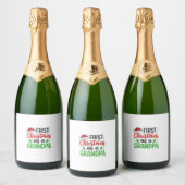 Eerste kerst Opa Kerstman Hoed Sparkling Wijnetiket (Flessen)