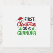 Eerste kerst Opa Kerstman Hoed Sparkling Wijnetiket (Enkel label)