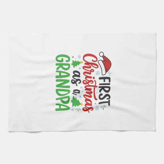 Eerste kerst Opa Kerstman Hoed Theedoek (Horizontaal)