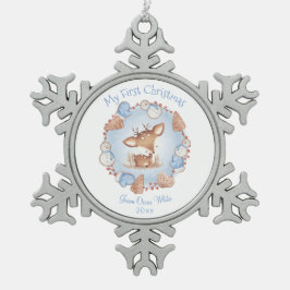 Eerste Kerst Ornament Baby Boy Blauw Beige