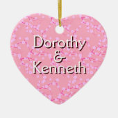 Eerste kerst Ornament op roze kersenbloesems (Voorkant)