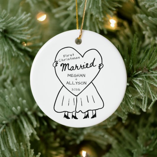 Eerste Kerst Ornament voor Mevrouw & Mevrouw (Boom)