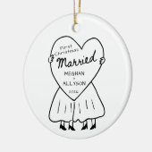 Eerste Kerst Ornament voor Mevrouw & Mevrouw (Links)