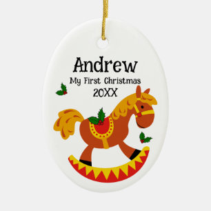 Eerste kerst ovale kerstbal - Aanpassen Keramisch Ornament