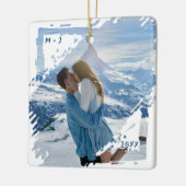 Eerste kerst paar Keepsake Verloving foto Keramisch Ornament (Links)
