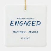 Eerste kerst paar Keepsake Verloving foto Keramisch Ornament (Achterkant)