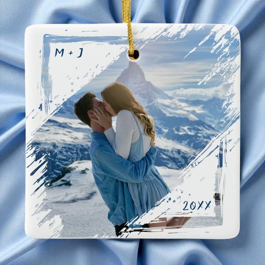 Eerste kerst paar Keepsake Verloving foto Keramisch Ornament