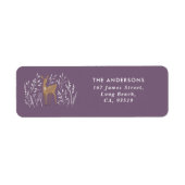 Eerste kerst paarse rendieren delicate rustieke etiket (Voorkant)