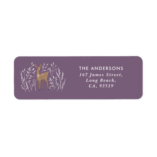 Eerste kerst paarse rendieren delicate rustieke etiket (Voorkant)