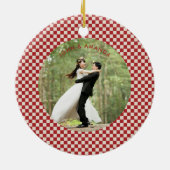 Eerste kerst Pas getrouwd Retro meneer en mevrouw  Keramisch Ornament (Achterkant)