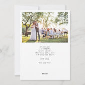 Eerste kerst pasgetrouwden boog foto sneeuwvlokken feestdagenkaart (Achterkant)