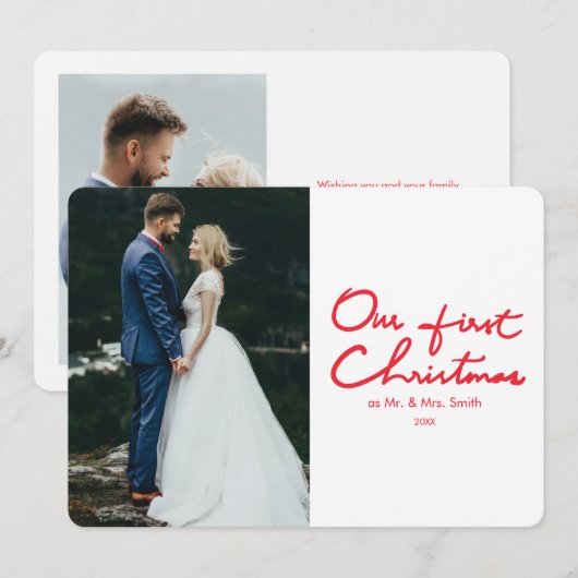 Eerste kerst | Passen getrouwd Foto Kerstkaart (Voorkant / Achterkant)
